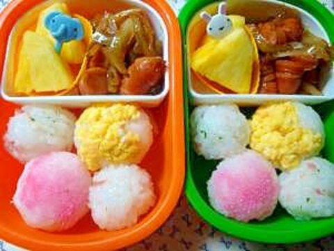 お弁当レシピ　3種類のボールおにぎり